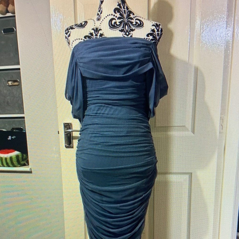 Missguided Navy Off-Shoulder Mini Dress
